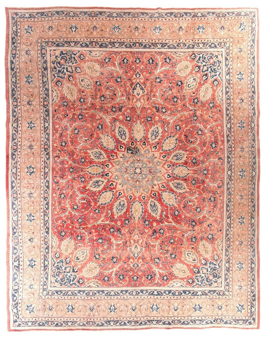 10' x12' Vintage Antique Persian Style Rug, Red & Orange | Handmade